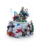 Resin Penguins' Festive Tree Celebration: Miniature Snow Water Globe in White color Round