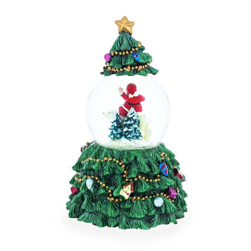 Santa's Riding Polar Bear Spinning Musical Water Snow Globe ,dimensions in inches: 6 x 3.5 x 2.4