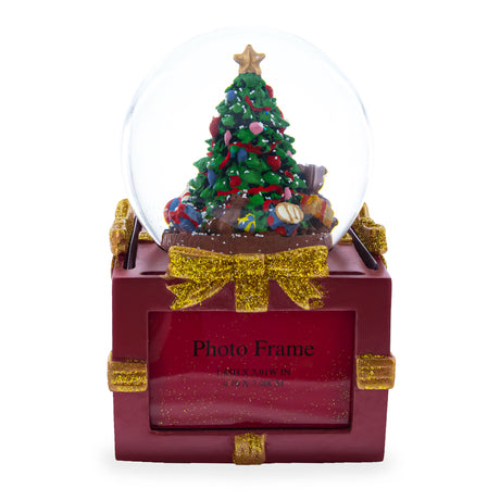 Four-Sided Picture Frame Christmas Tree Musical Water Snow Globe ,dimensions in inches: 6.5 x 4 x 4