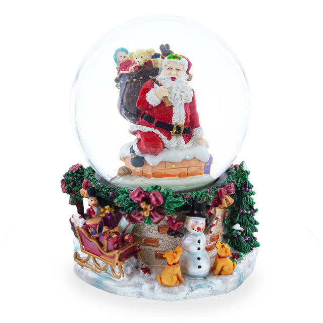 Resin Santa's Chimney Adventure Musical Water Snow Globe in Multi color Round