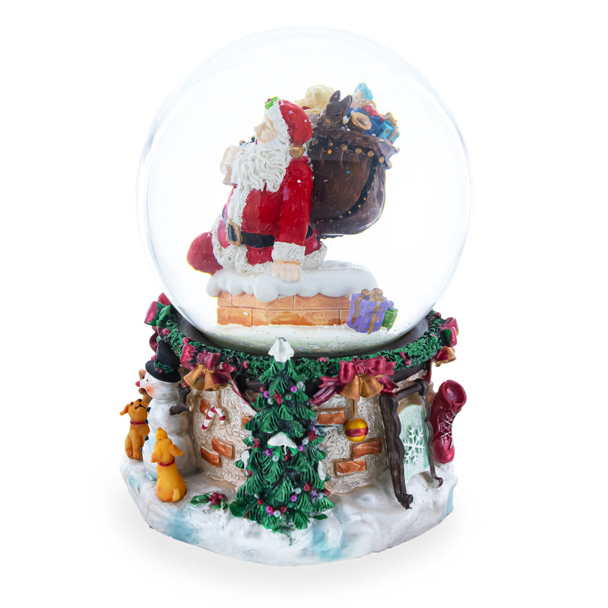 Santa's Chimney Adventure Musical Water Snow Globe