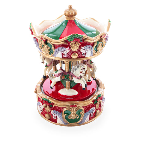 Merry-Go-Round Melody: Musical Christmas Figurine with Spinning Carousel Horses ,dimensions in inches: 6.35 x 4.2 x 4.2