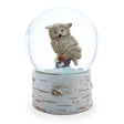 Glass Melodic Owl Perched on Tree Branch: Musical Water Snow Globe in Beige color Round