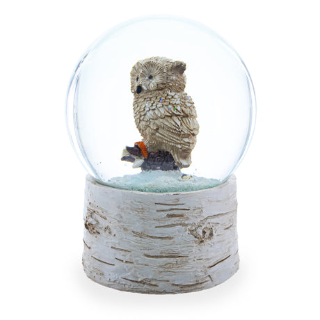 Owl Perched on Tree Branch Musical Water Snow Globe ,dimensions in inches: 5.5 x 4 x 3.3