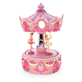 Resin Pink Ballerina Carousel Rotating Musical Figurine in Pink color