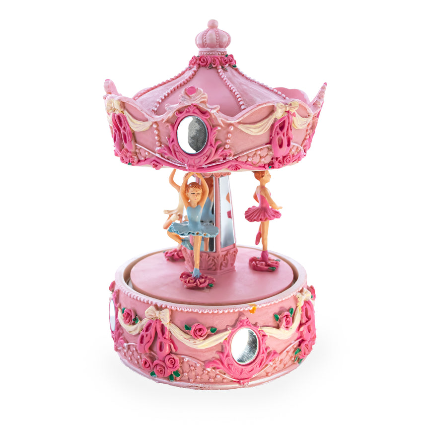 Pink Ballerina Carousel Rotating Musical Figurine ,dimensions in inches: 6.5 x 4.25 x 4.25