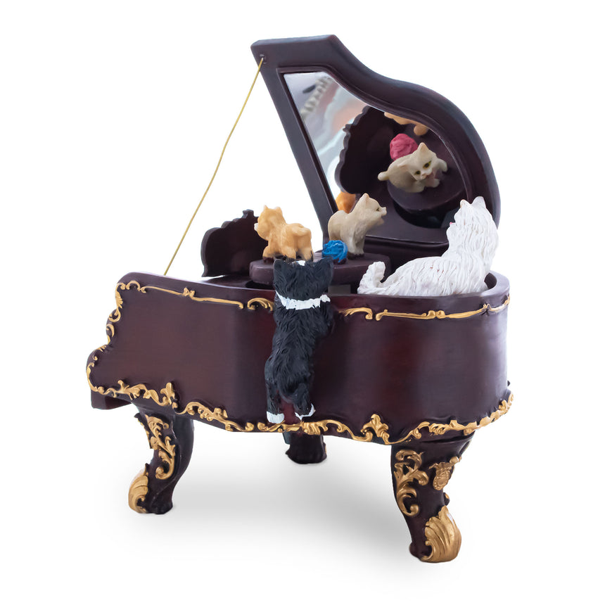 Purrfect Piano Serenade: Animated Musical Figurine with Cats Playing ,dimensions in inches: 7.2 x 5.4 x 4.2