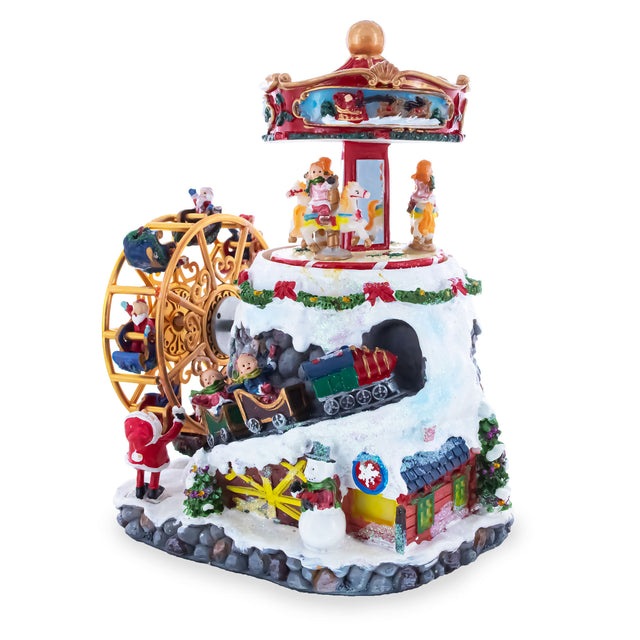 Resin Whirling Ferris Wheel Village: Musical Christmas Figurine with Rotating Motion in Multi color