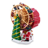 Resin Santa's Whirling Ferris Wheel Rotating Musical Figurine in Multi color