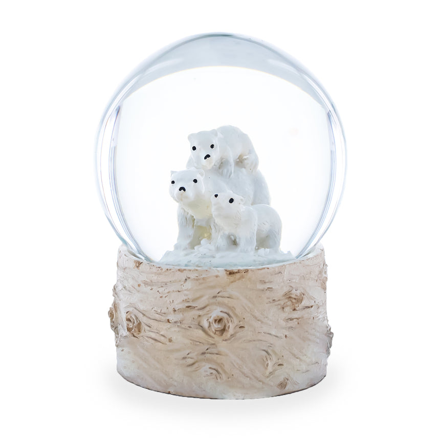 Resin Polar Bears Mini Water Snow Globe in White color