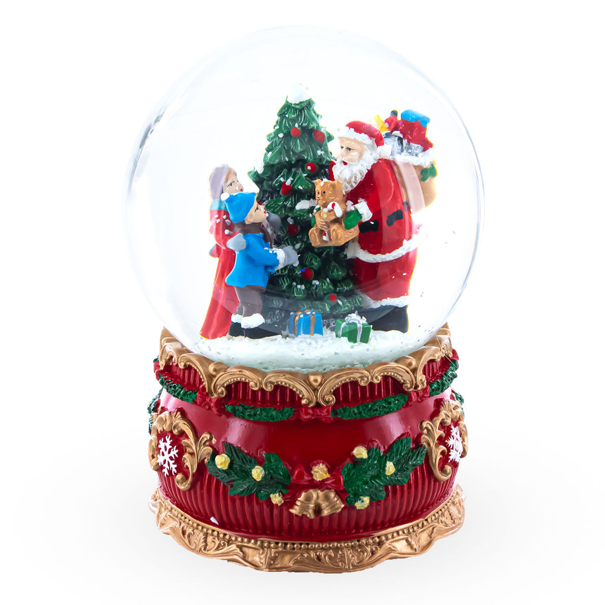 Resin Santa's Gift Giver Musical Snow Water Globe in Multi color Round