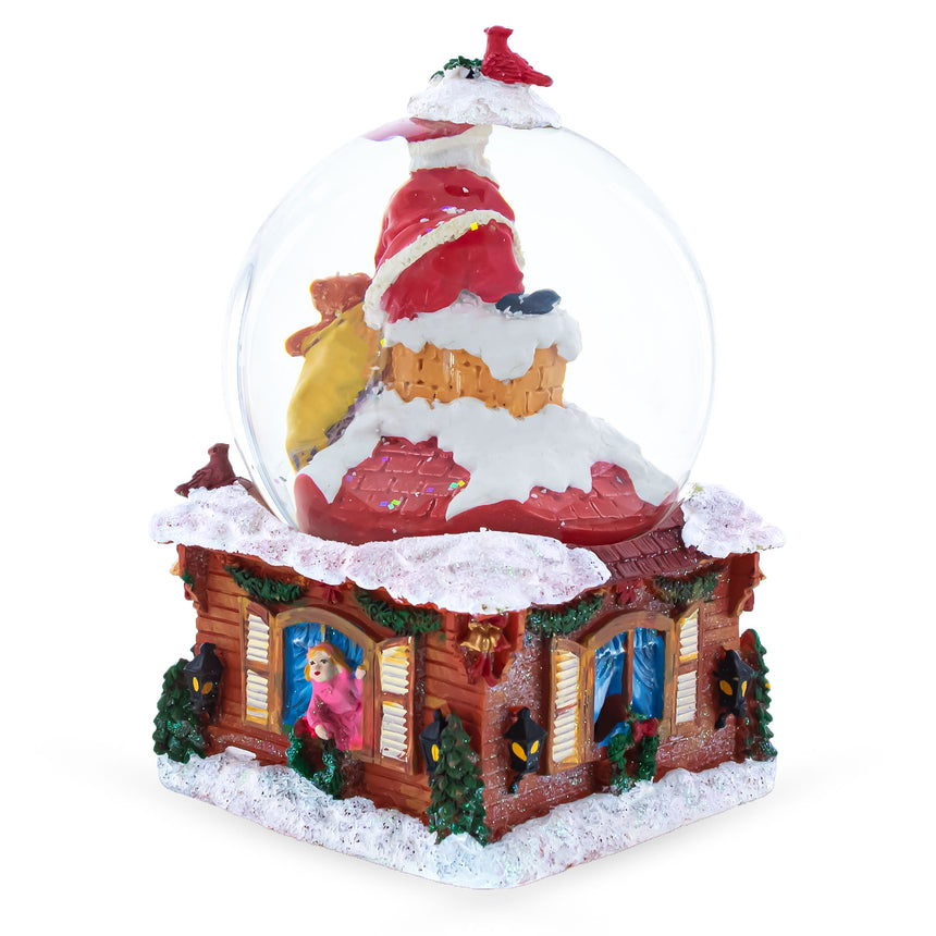 Santa with Christmas Gifts Chimney Journey Musical Water Snow Globe ,dimensions in inches: 6 x 4 x 4