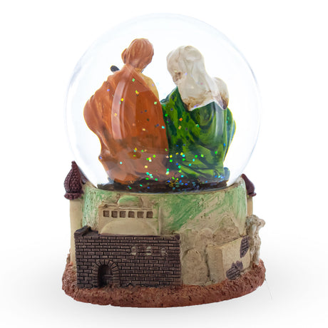 Nativity Scene and Divine Guardian Angel Musical Water Snow Globe ,dimensions in inches: 5.3 x 4.2 x 4.2