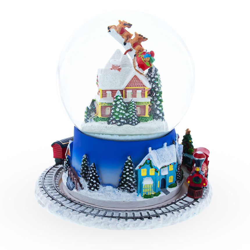 Moving Train Base Musical Christmas Water Snow Globe ,dimensions in inches: 6.25 x 6 x 4.6