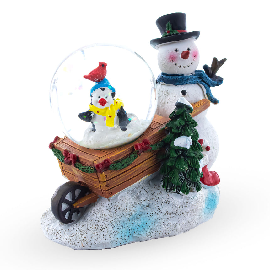 Resin Snowman, Penguin and Cardinal Mini Water Snow Globe in Multi color