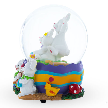 Bunnies Decorating Easter Eggs Musical Water Snow Globe ,dimensions in inches: 5.3 x 4.7 x 4