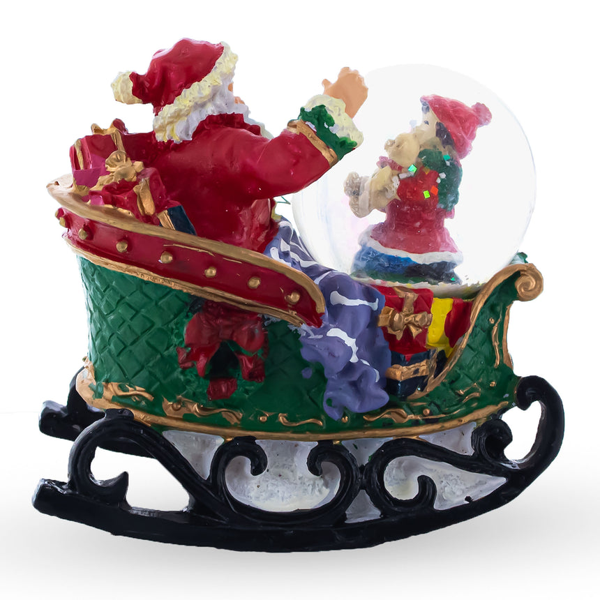 Santa's Joyful Sleigh Ride Mini Snow Water Globe ,dimensions in inches: 4 x 3.5 x 1.77