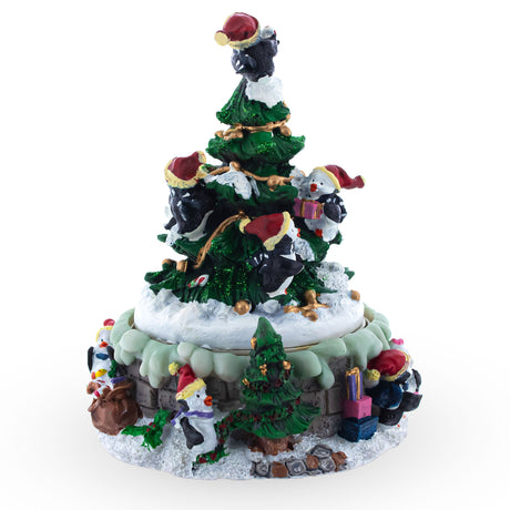 Penguin Festivity: Spinning Christmas Tree Musical Figurine with Decorating Penguins ,dimensions in inches: 6.1 x 5.2 x 5.2