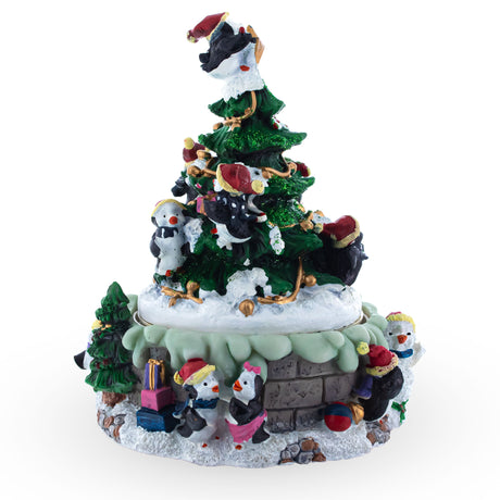 Shop Penguin Festivity: Spinning Christmas Tree Musical Figurine with Decorating Penguins. Buy Musical Figurines Animals Multi Triangle Resin for Sale by Online Gift Shop BestPysanky Christmas water globe music box musical collectible figurine xmas decoration rotating animated spinning animated unique picture personalized cool wind up children's kids