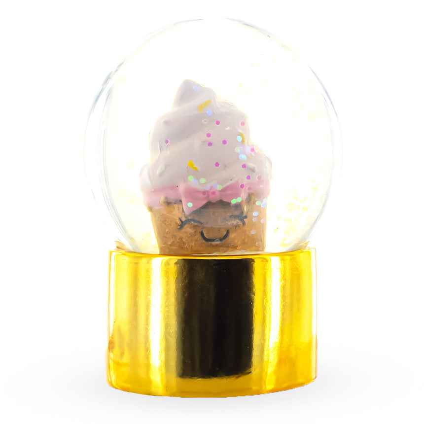 Resin Golden Cupcake Elegance Mini Water Snow Globe in Gold color