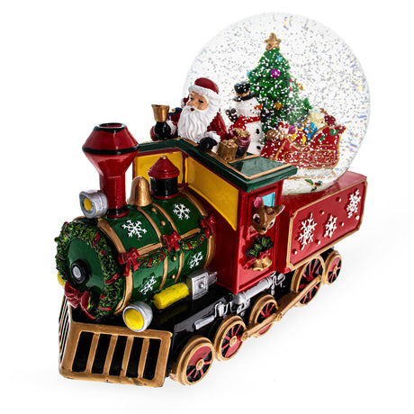 Shop Santa Train Express Delivering Tree Musical Water Globe. Buy Snow Globes Trains Red  Resin for Sale by Online Gift Shop BestPysanky Christmas water globe snowglobe music box musical collectible figurine xmas holiday decorations gifts rotating animated spinning animated unique picture personalized cool glitter flakes festive wind-up