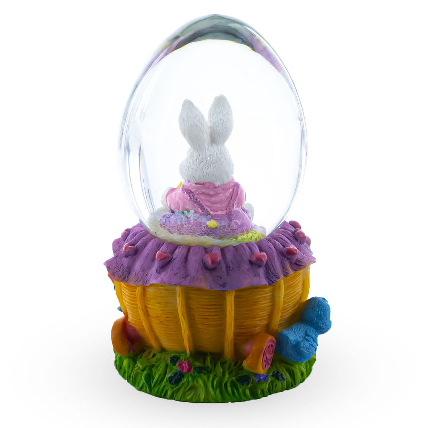 Bunny and Carrots Basket Water Globe ,dimensions in inches: 3.3 x 1.8 x 1.8