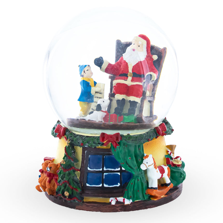 Resin Gift List for Santa Musical Water Snow Globe in Multi color Round