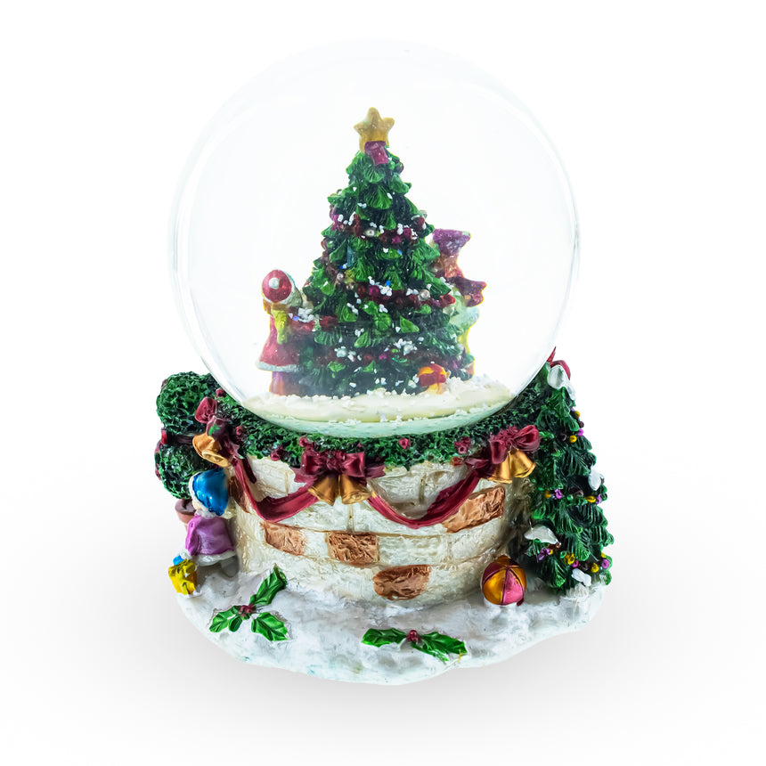 Joyful Children Adorning Christmas Tree: Musical Water Snow Globe ,dimensions in inches: 5.5 x 4 x 3.9