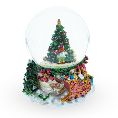 Shop Joyful Children Adorning Christmas Tree: Musical Water Snow Globe. Buy Snow Globes Winter Villages Multi Round Resin for Sale by Online Gift Shop BestPysanky Christmas water globe snowglobe music box musical collectible figurine xmas holiday decorations gifts rotating animated spinning animated unique picture personalized cool glitter flakes festive wind-up