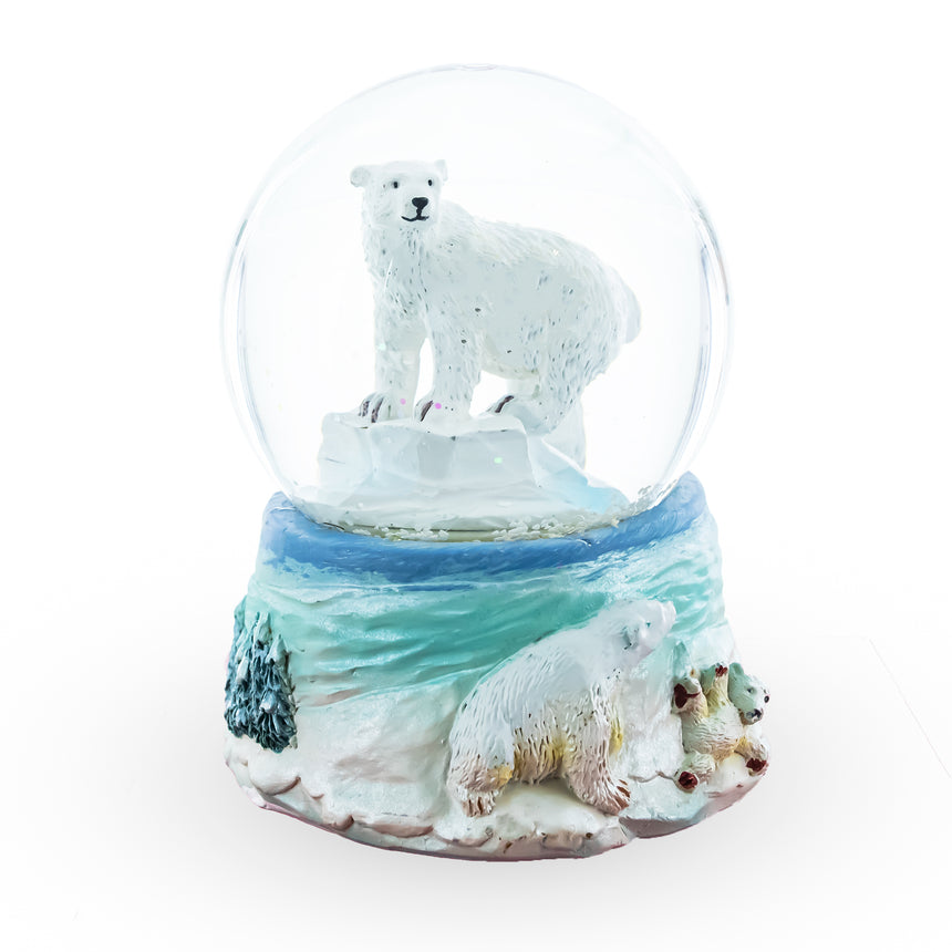 Resin Polar Bears in Serenity Mini Water Snow Globe in White color