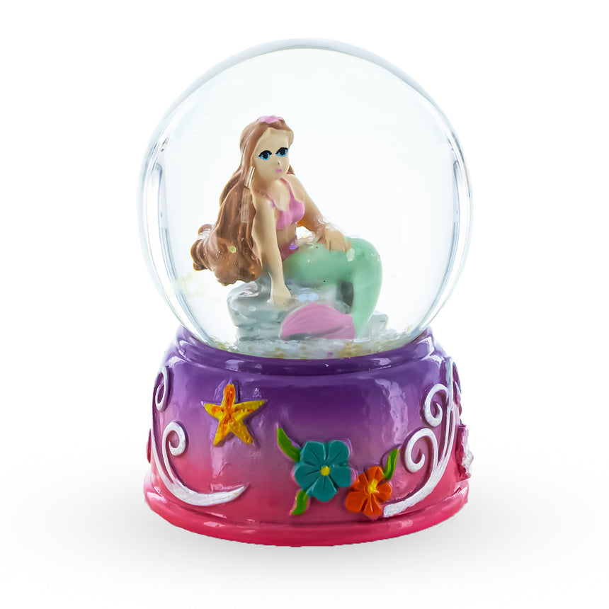 Glass Enchanting Mermaid Oasis Miniature Water Globe in Multi color Round