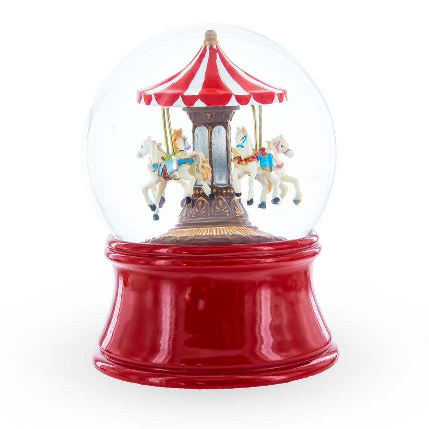 Horses Carousel Melody Spinning Musical Water Globe ,dimensions in inches: 6.5 x 4.6 x 4.58