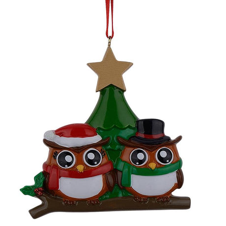 Resin Owls by Tree Hand Painted Resin Christmas Ornament in Multi color Triangle