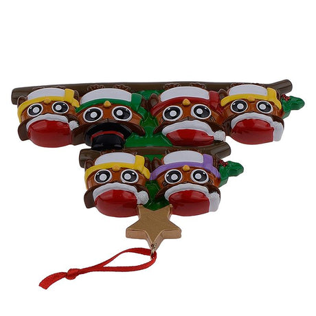 Family of 6 Owls Hand Painted Resin Christmas OrnamentChina ,dimensions in inches:  x  x