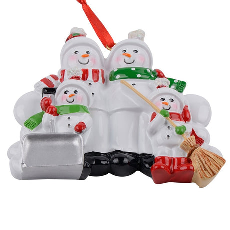 Family of 4 Snowmen Hand Painted Resin Christmas OrnamentChina ,dimensions in inches:  x  x