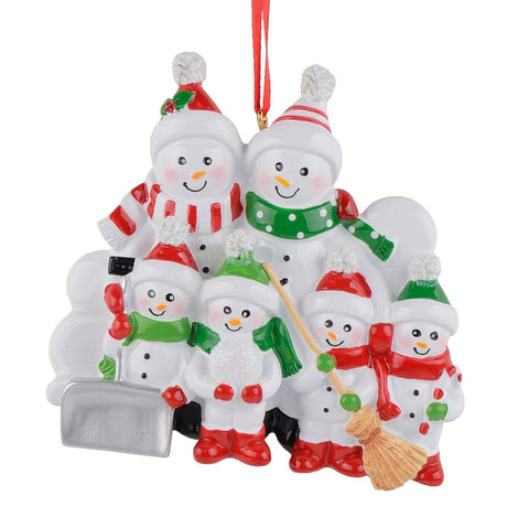 Resin Family of 6 Snowmen Hand Painted Resin Christmas Ornament in Multi color Triangle