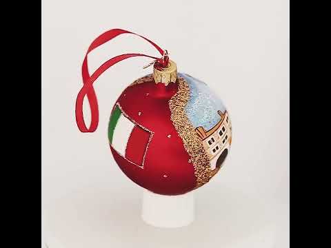 Gondola under The Rialto Bridge, Venice, Italy Glass Ball Christmas Ornament 3.25 Inches