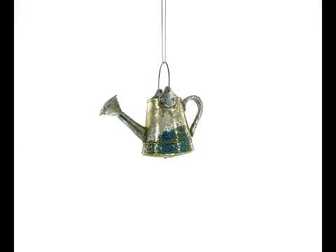 Rustic Metal Watering Can - Blown Glass Christmas Ornament