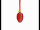 Red with Gold and White Swirl Design Mini Glass Egg Ornament 2.9 Inches