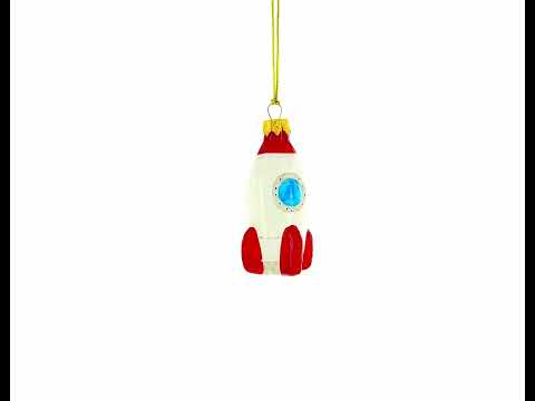 Space Rocket Mini Glass Christmas Ornament