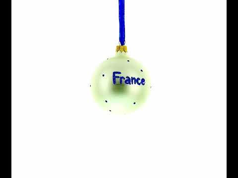 Flag of France Blown Glass Ball Christmas Ornament 3.25 Inches