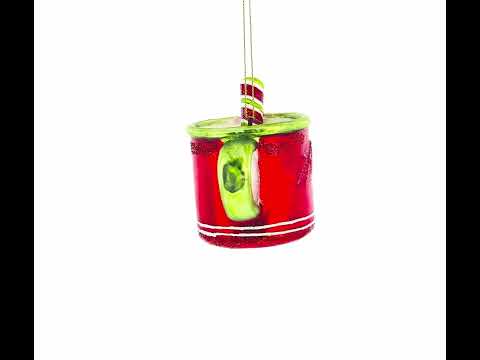 Cup with Candy Cane Drink Glass Christmas Ornament