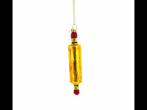 Kitchen Rolling Pin Blown Glass Christmas Ornament