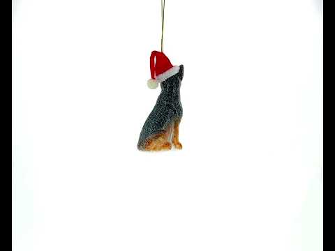 German Shepherd Puppy Blown Glass Christmas Ornament