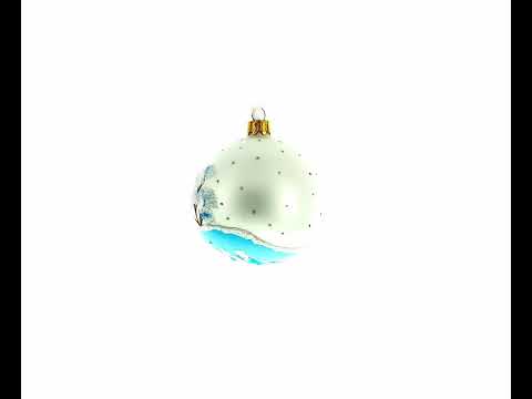 Puppy on the Snow Blown Glass Christmas Ornament 3.25 Inches