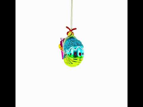 Cheerful Shrimp with Gifts Blown Glass Christmas Ornament