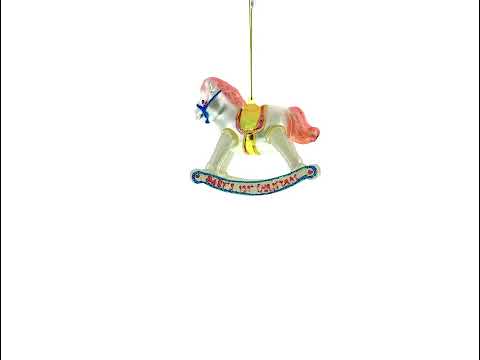 Baby Girl's Pink Rocking Horse Glass Christmas Ornament