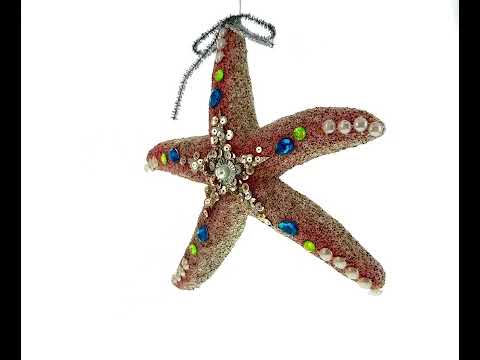 Radiant Sparkling Starfish - Blown Glass Christmas Ornament