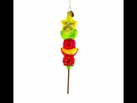 Fruit Medley on a Stick Blown Glass Christmas Ornament