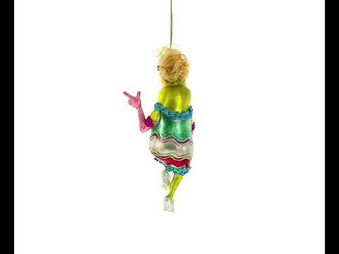 Funky Disco Dancing Frog Blown Glass Christmas Ornament